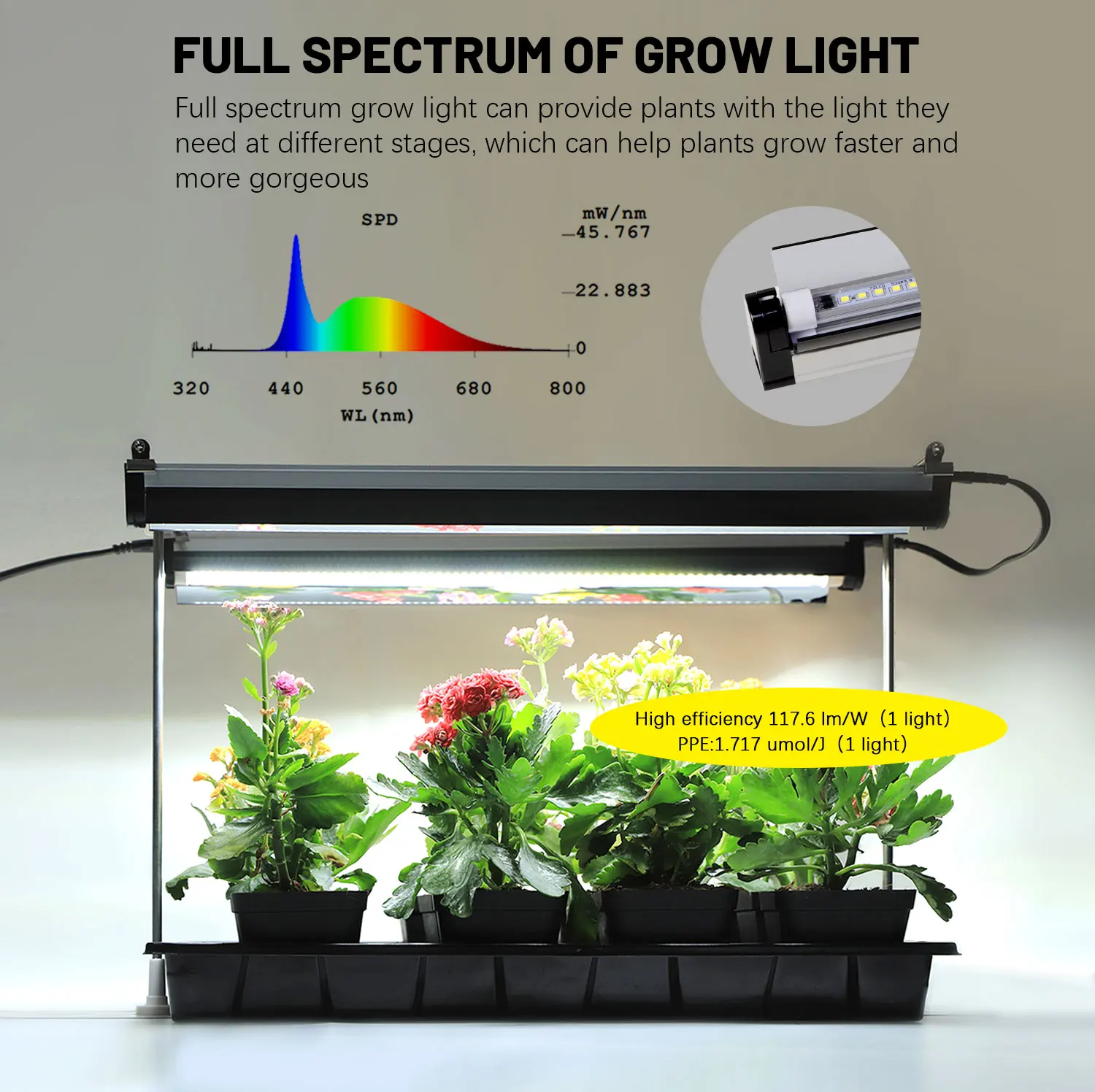 full spectrum led t5 plant vertical aquarium hydroponic standing grow light for nursery plants flower stand high umol