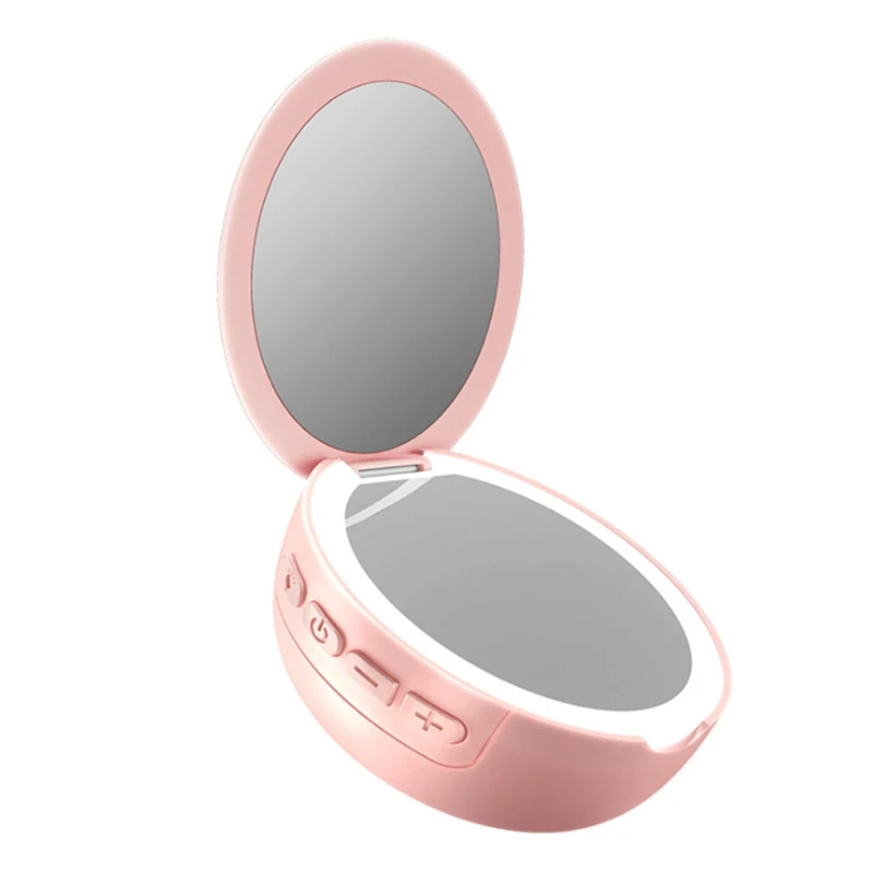 Private Label Portable Wireless Small Pocket Multi-Function 3X Magnification Music Cosmetic Led Makeup Mirror With Light