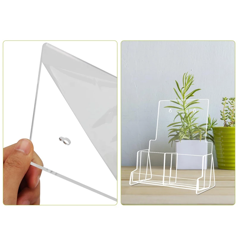 8.5*11inch Acrylic Brochure Holder 2 Pack Flyer Holder Stand with Removable Divider for Literature Card Display Organizer