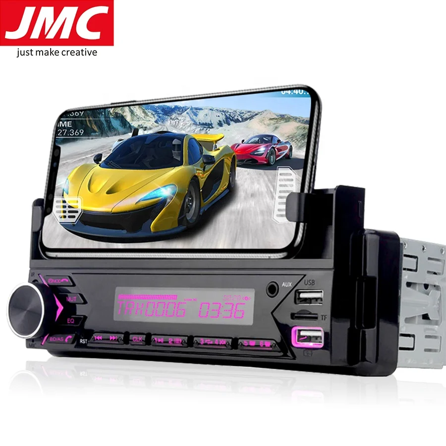JMC OEM Universal 1 DIN car MP3 Car Radio with Phone Holder BT In-dash Screen Stereo Automatic Multimedia Player with Holder