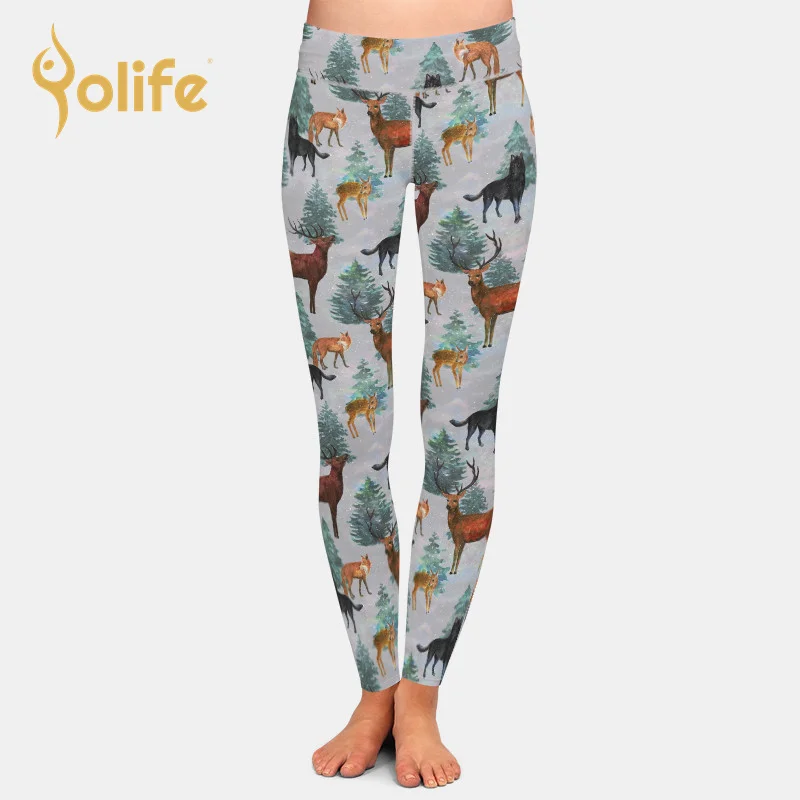 
Yolife Brand Fashion New Hot Sale Women Fox Print Leggings High Waist Elastic Yoga pants Plus Size 