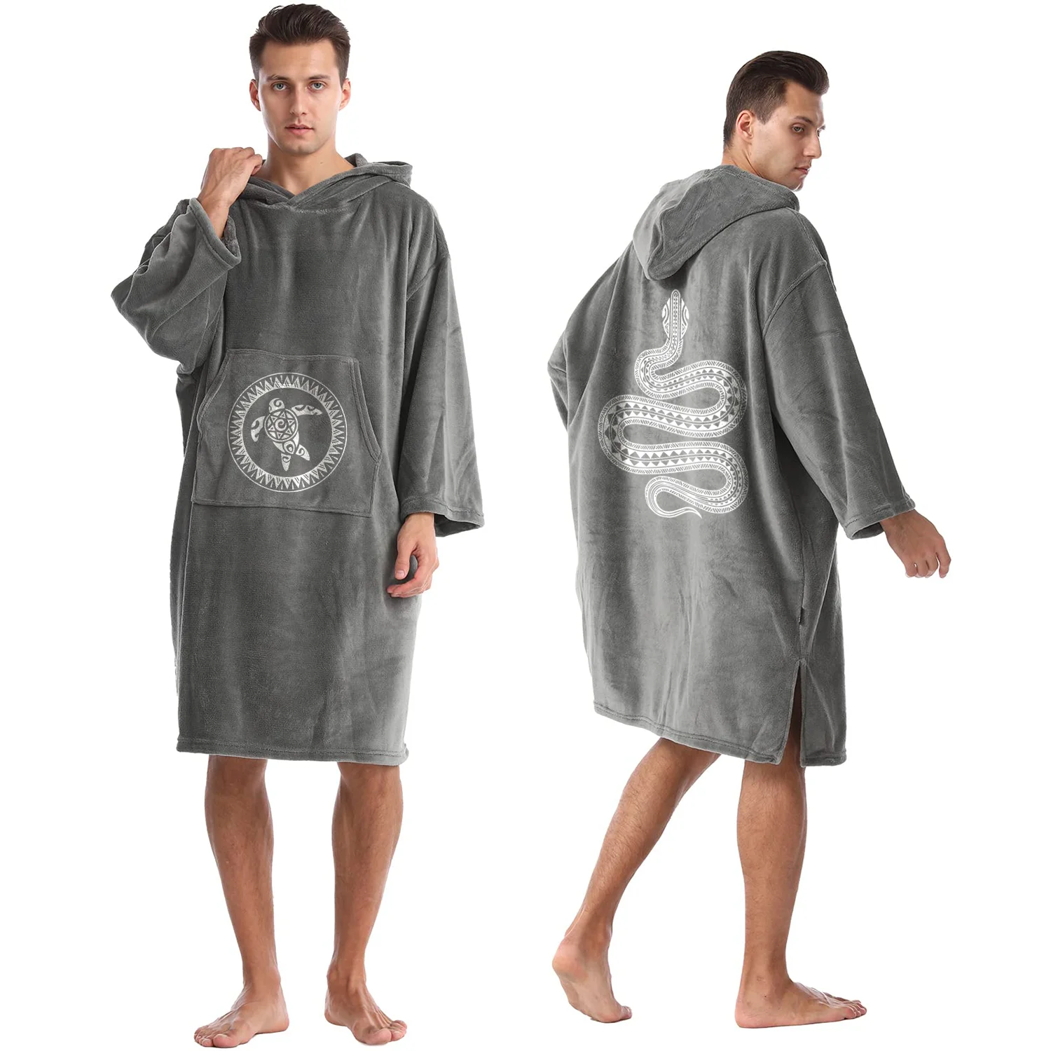 Surf Poncho Changing Robe with Hood Quick Dry Microfiber Wetsuit Changing Towel with Pocket for Surfing Men Women Beach Towel
