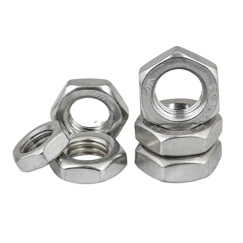 Left Hand Thread Stainless Steel Reverse Rotate Flat Hexagon Jam Nut Nylon Insert Self Lock Nut Nylock Locknut