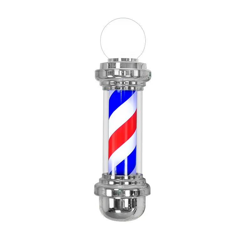 Top Chrome Plate Salon Sign Barber Lamp Custom Barber Pole Outdoor Waterproof Spinning Stripes Hair Salon Barber Shop Sign Pole