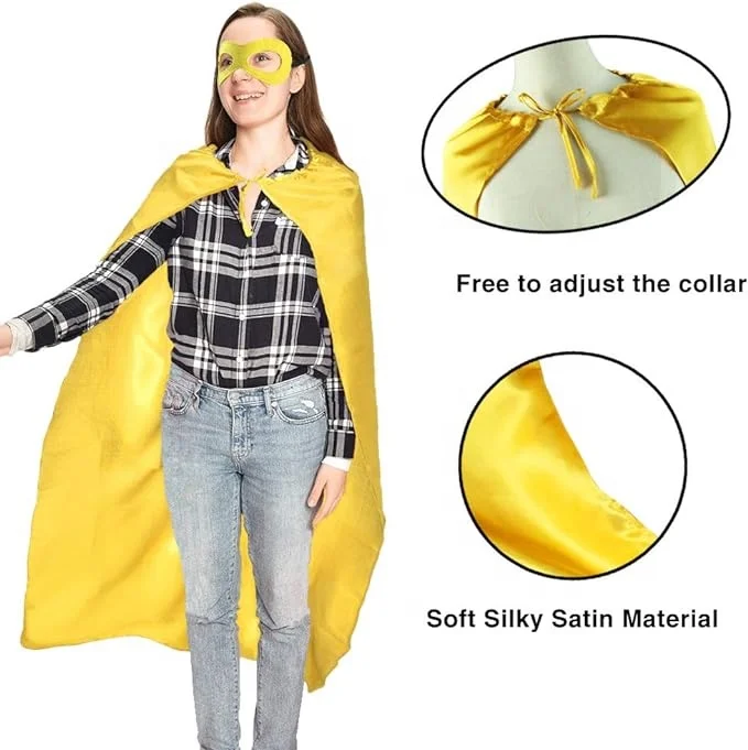 2025  New Adult  Super Man Cape for Adults Superhero Capes for Adults Satin Costume Cape Adjustable  velcro