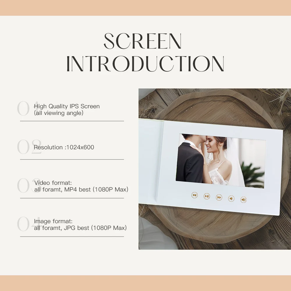 New Customization Invitation Card Wedding With 7 Inch Linen Hardcover Wedding Video Brochure with Gold Foil Video Memory Book
