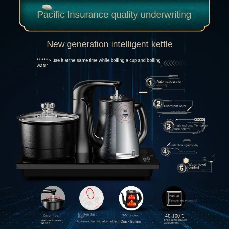 Digital Control 1L Stainless Steel Electric Tea Pot Kettle Factory Price for Household and Hotel Use Glass Tea/Coffee Pouring
