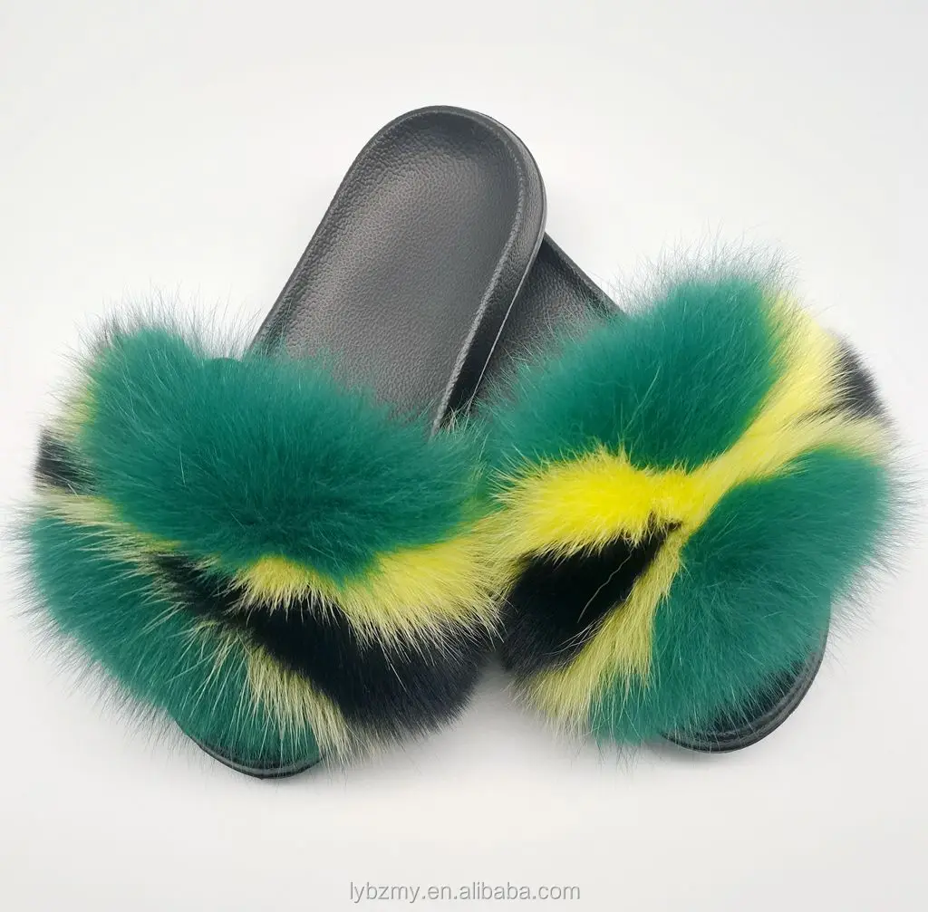 
Wholesale ladies fur slippers warm fluffy slippers fox 