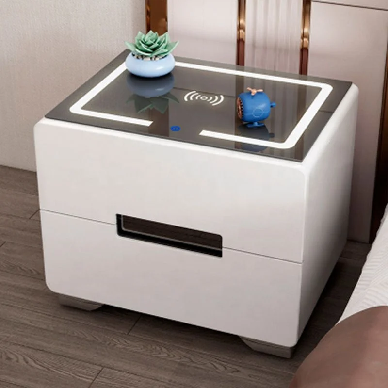 High quality modern mirrored nightstand bedside table Touch Control Speakers Smart Nightstand