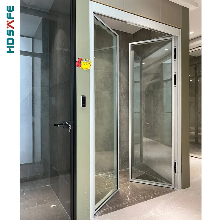 HDSAFE Automatic swing door aluminum frame hidden hinge electric swing door interior exterior entry glass door Automatic opener