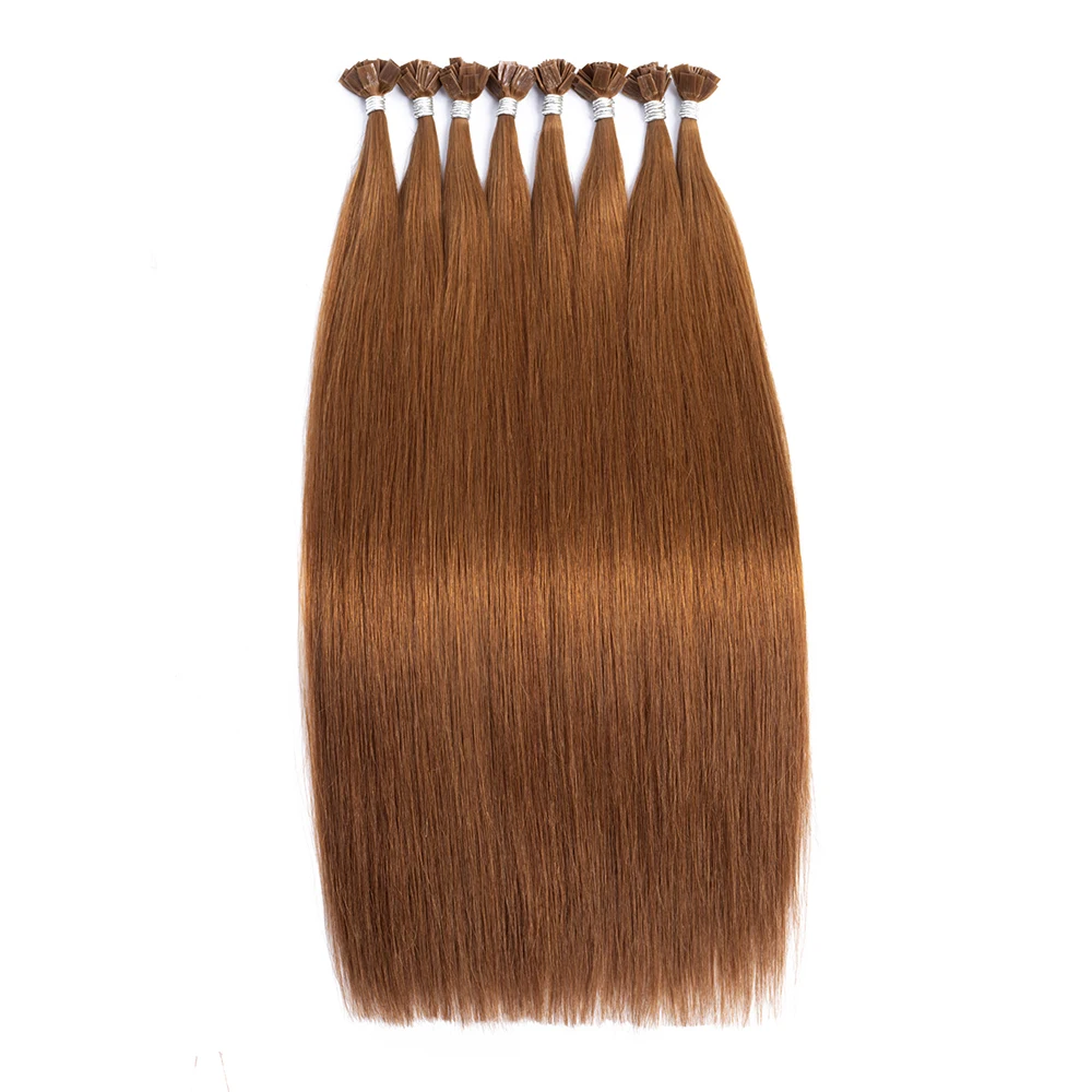 
Naturehere Top Grade Hair Russian Double Drawn Bone Straight Remy Human Hair Flat-tip Extensions 6# 