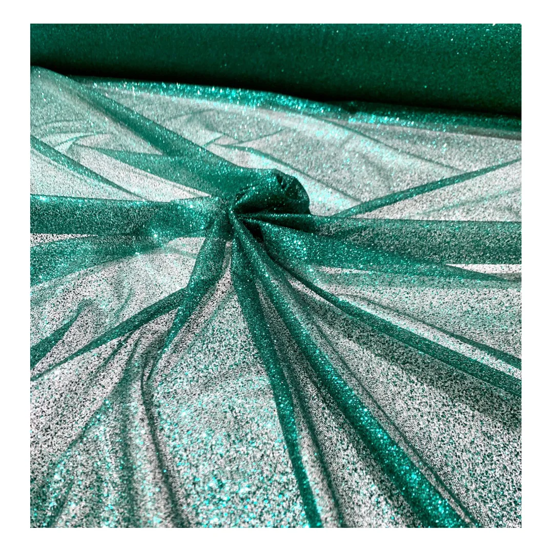 HG1060 Foil Print Full Shinny Tulle Glitter Fabric for Evening Dress
