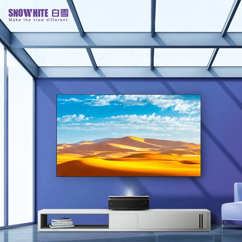 SNOWHITE  120 inch Ultra short throw anti-light PET diamond grid projection screen ust alr fixed frame projector screen