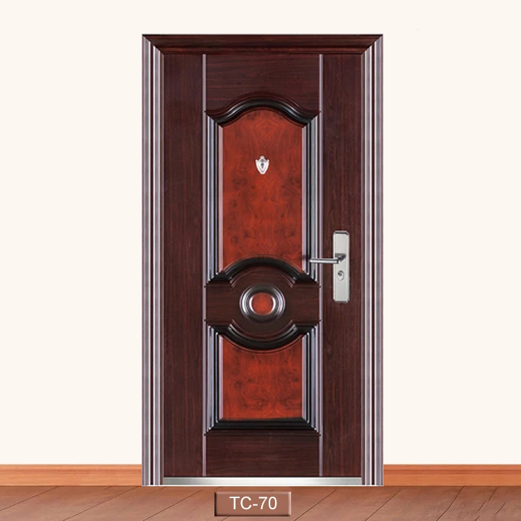 Factory Customized Burlywood Spray Color Interior Steel Single Door Swing Design For Home