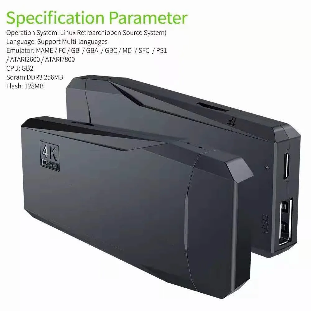 Семейный ТВ 64G встроенные 10000 игр 2 4G беспроводной контроллер геймпад 4K HD M8 видео