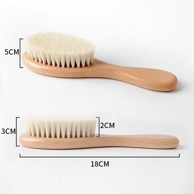 Wooden Soft Natural Goat Bristles New Baby Care Pure Natural Wool Baby Wooden Brush Comb Brush Baby Hair brush