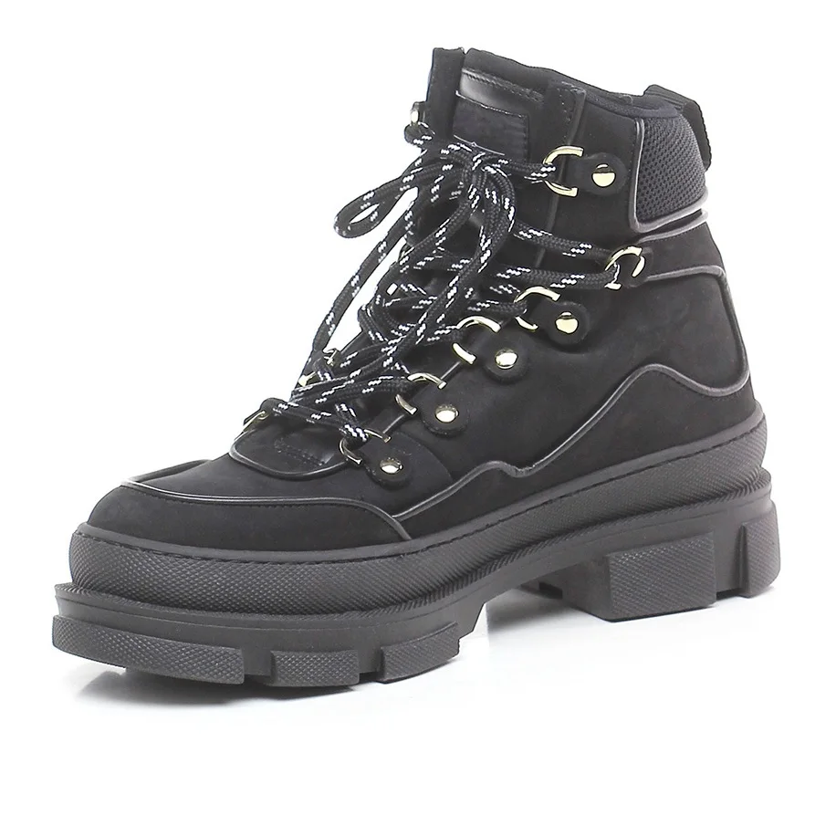 Cool and Fashion Street Hiking Sportive Genuine Leather Women Flat Boots Shoes