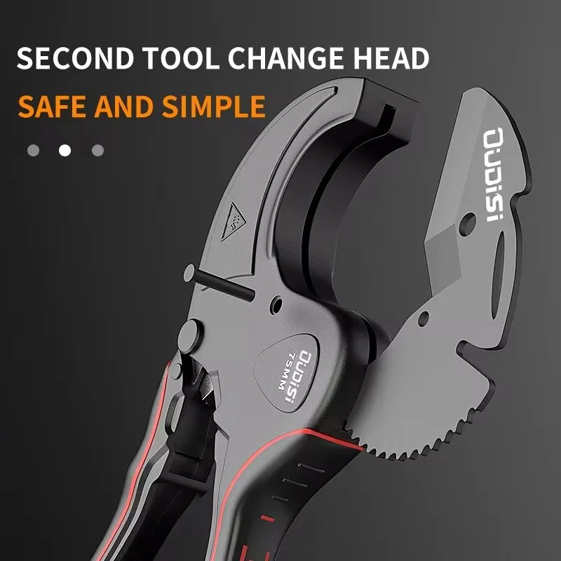 Pipe Cutter 32mm-75mm Aluminum Alloy Body Ratchet Scissors Tube Cutter PVC/PU/PP/PE Hose Cutting Hand Tools