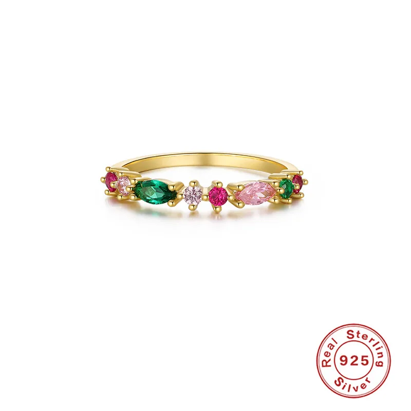 CANNER 925 Sterling Silver Rainbow CZ Ring With Colorful Zircon Diamonds Rings Jewelry Women