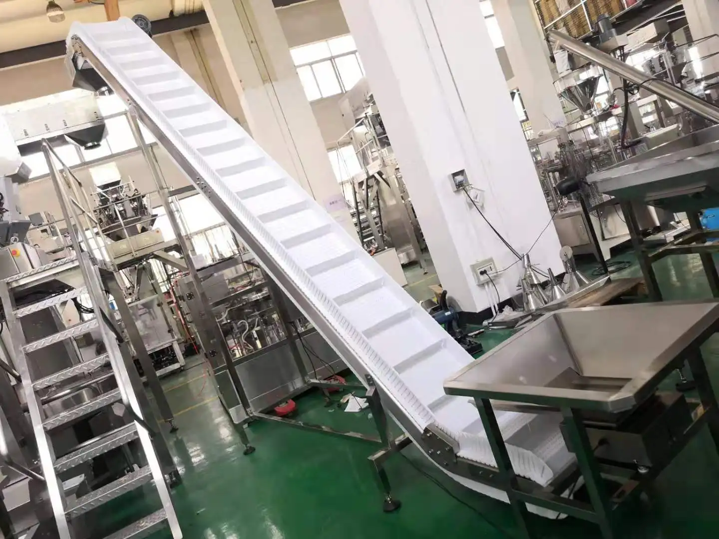 Food grade inclined conveyor elevator for frozen food