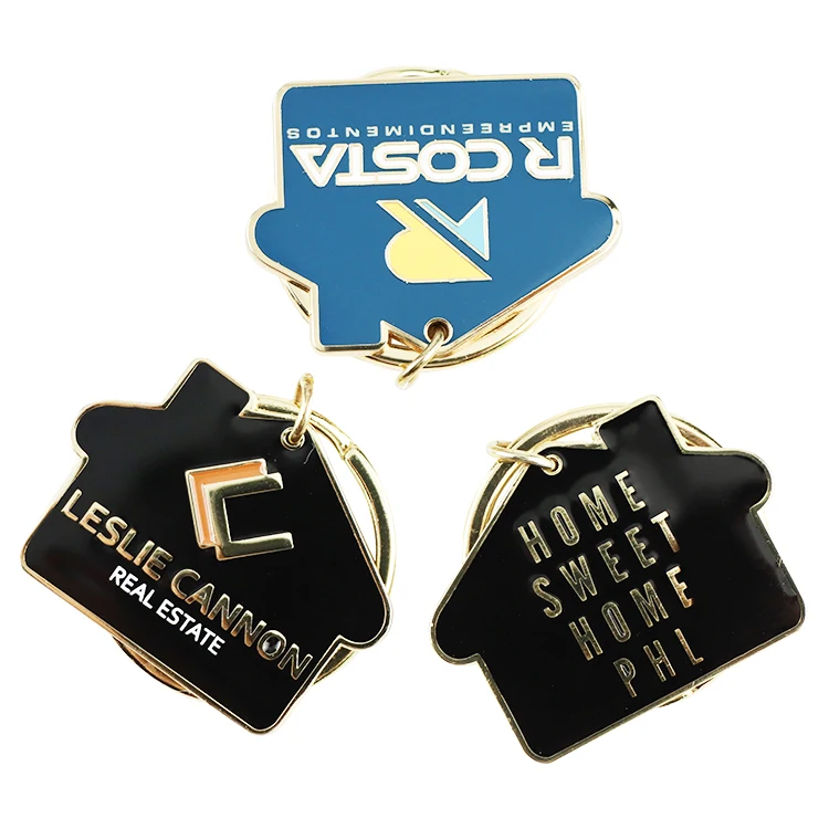 Promotional home keychain Custom Logo house keychains metal keyring