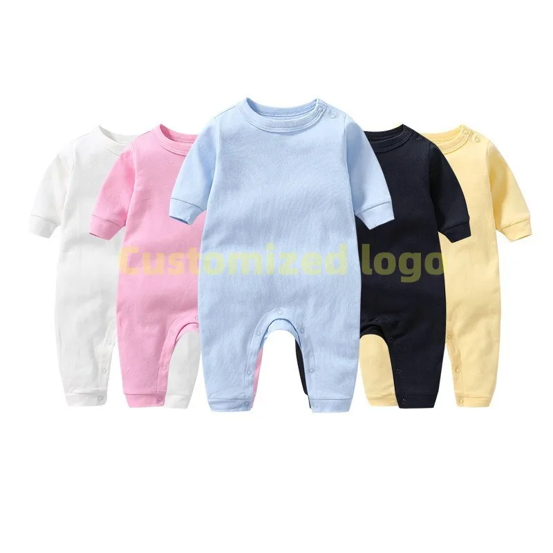 DYB Customized Spring Infant Solid Color Frogsuit Long Sleeve Romper Toddler Baby 100% Cotton Clothes Factory Direct Sales
