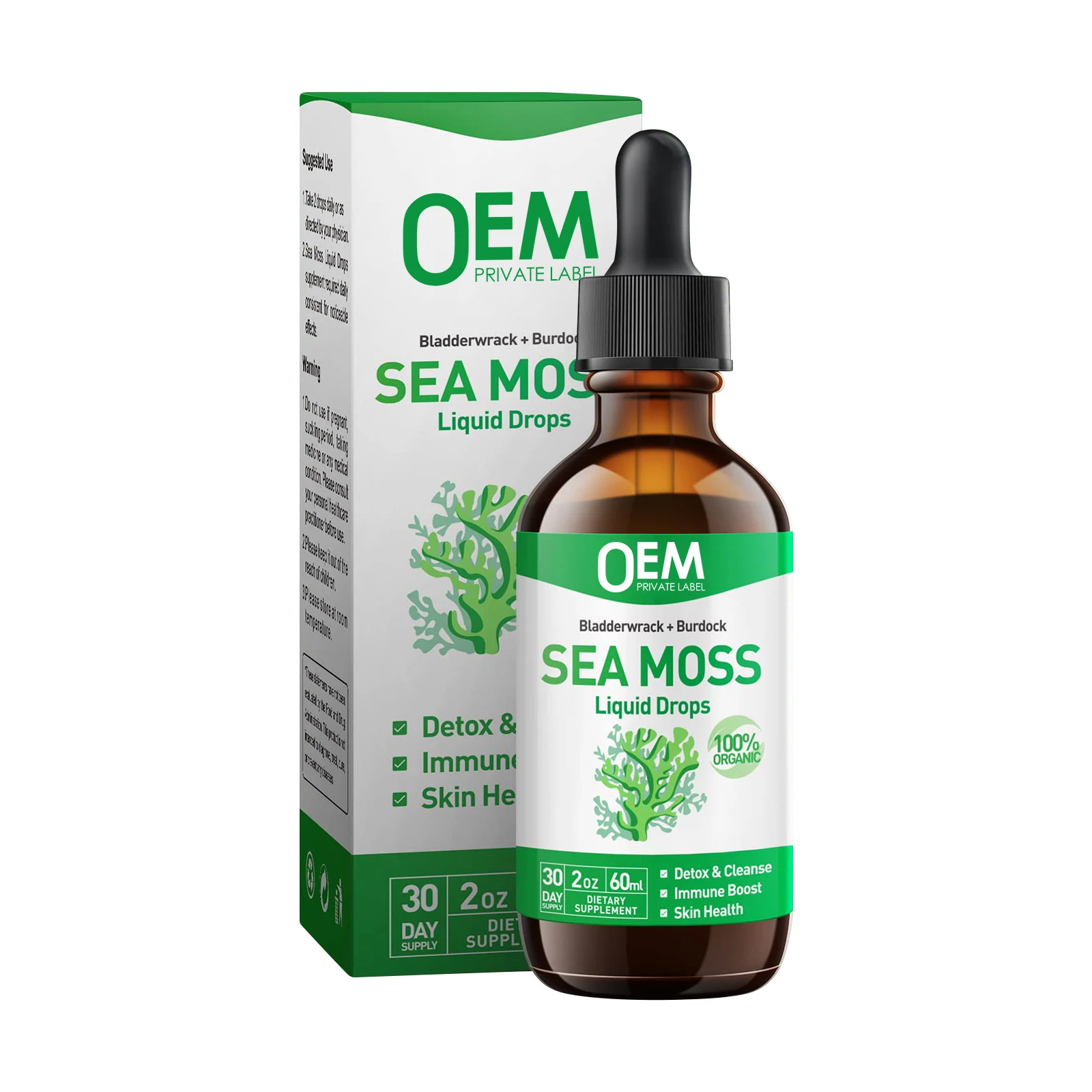 Sea Moss Liquid Drops Private Label Organic Sea Moss Liquid Drops Oil Bladderwrack Burdock Root Extract Seamoss Drop