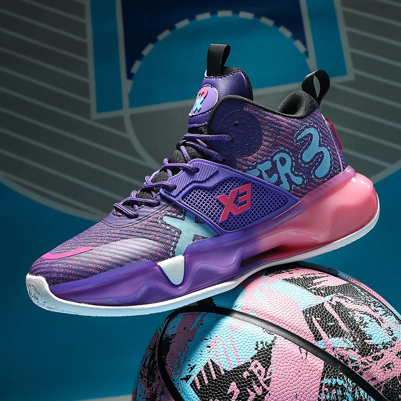 High-end мужской подростков Светящиеся в темноте резиновая пленка анти-скольжение специальность реальных боевых баскетбольные кроссовки