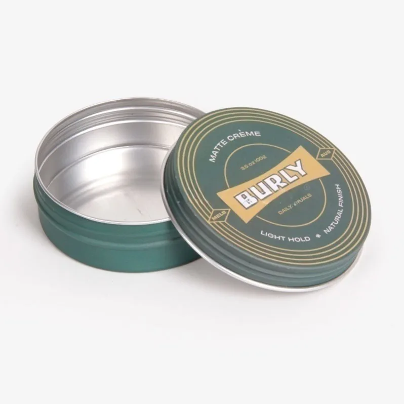 Custom round shape metal balm lip tin  cosmetic tin containers hair wax empty container with screw lid