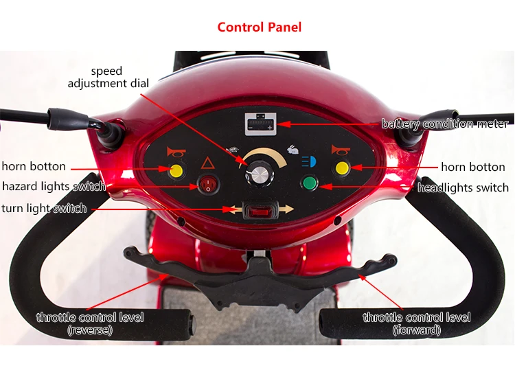 Outdoor professional  handicapped electric 4 wheel mobility scooter for sale for elderly disabled person