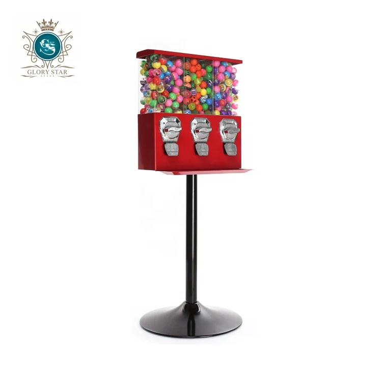Automatic Square Gift/Candy/Gumball/Capsule Vending Machine/New Business Ideas Triple Head Toy Vending Machine