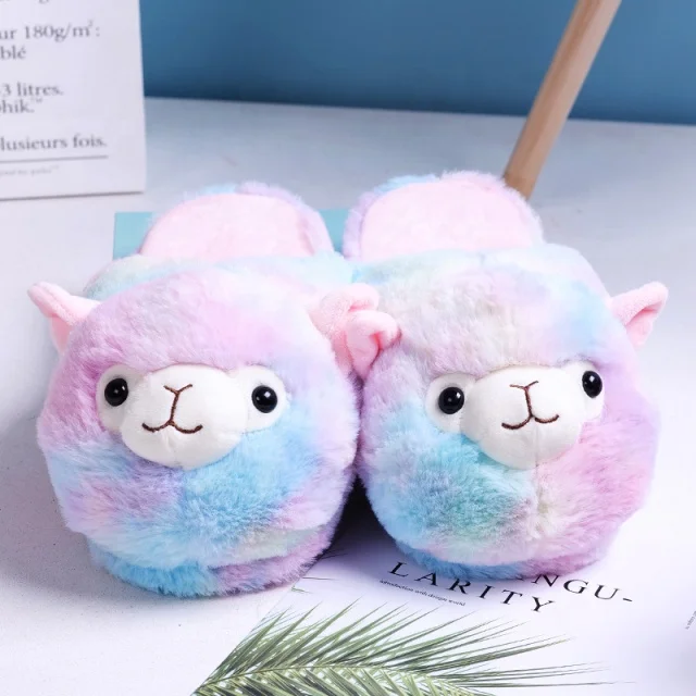 soft plush Alpaca cotton slippers women indoor warm slippers house anti-slip winter slipper