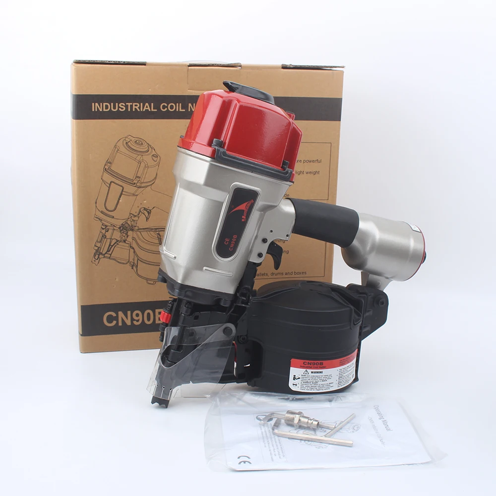 CN90B Pneumatic Coil Nail Gun Pneumatic Industrial Coil Nailer Efficient Light Roll Nail Gun For Pallet  Nail Depth Adjustable