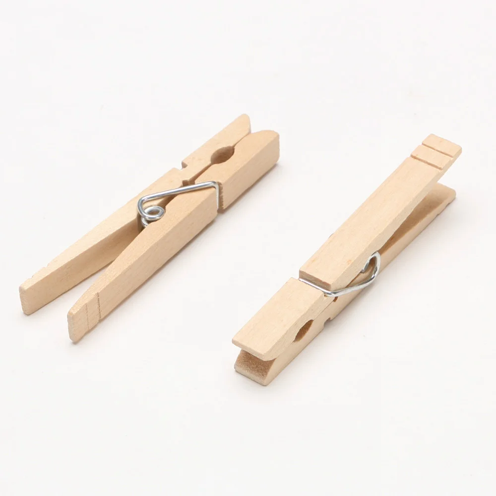 Factory-direct High Quality Non Staining Natural Wooden Clothespins 7.4cm Birch Wooden Clothes Peg