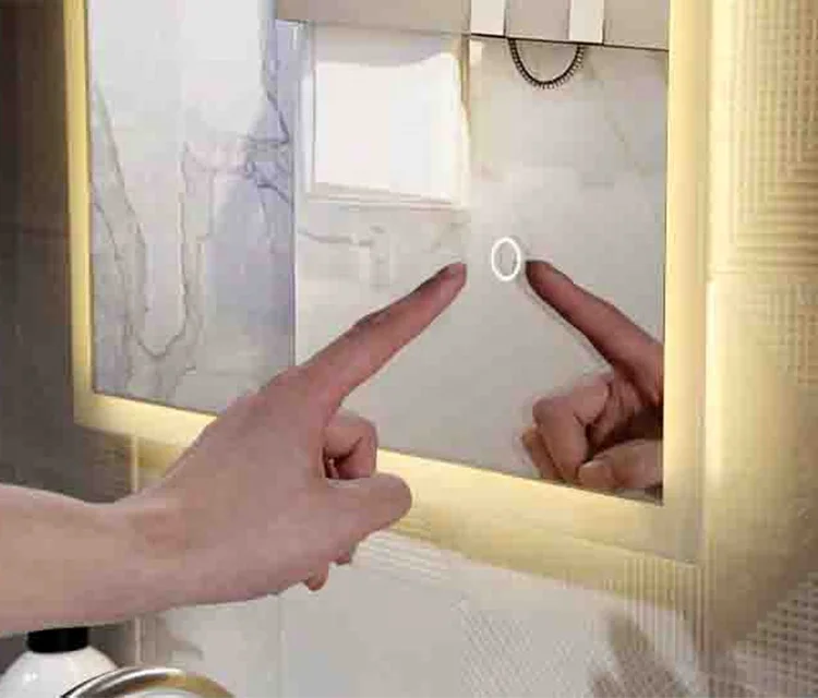 Furniture Home Square Led Light Mirror Glass Frame Bath Mirror Bathroom Led Large Vanity Bath Mirrors With Lights