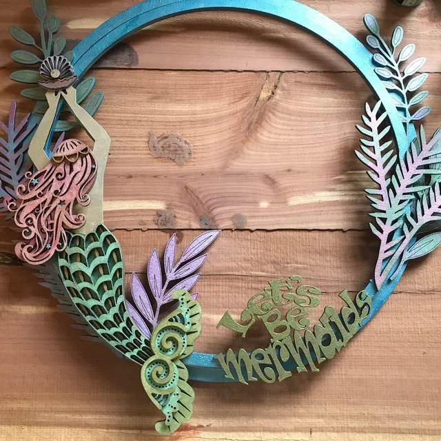 Custom 3D Mermaid Arts and crafts  wooden Laser cut 3D Layered Mermaid wood  for Gifts decoration