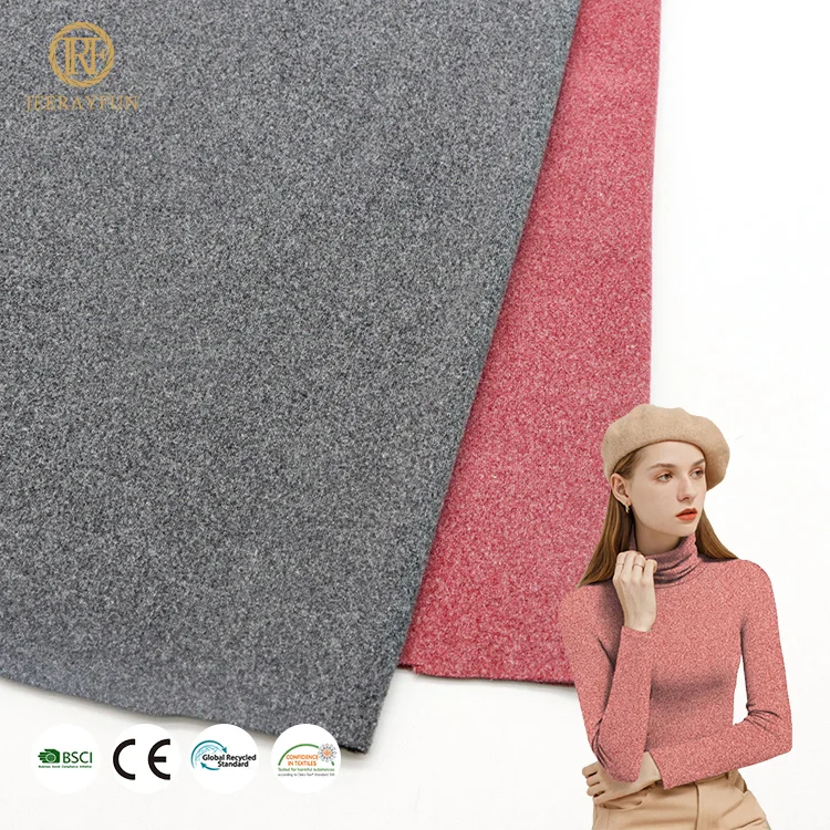 92% polyester 8% spandex 280gsm knitted soft and warm knitted boucle sweater knit fabric