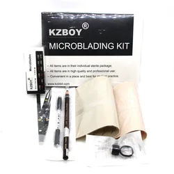 KZBOY Permanent Makeup Kit Set for Beginners Practice Skin Manual Pen Microblading Needles Ring Cup Microblading Training Kit