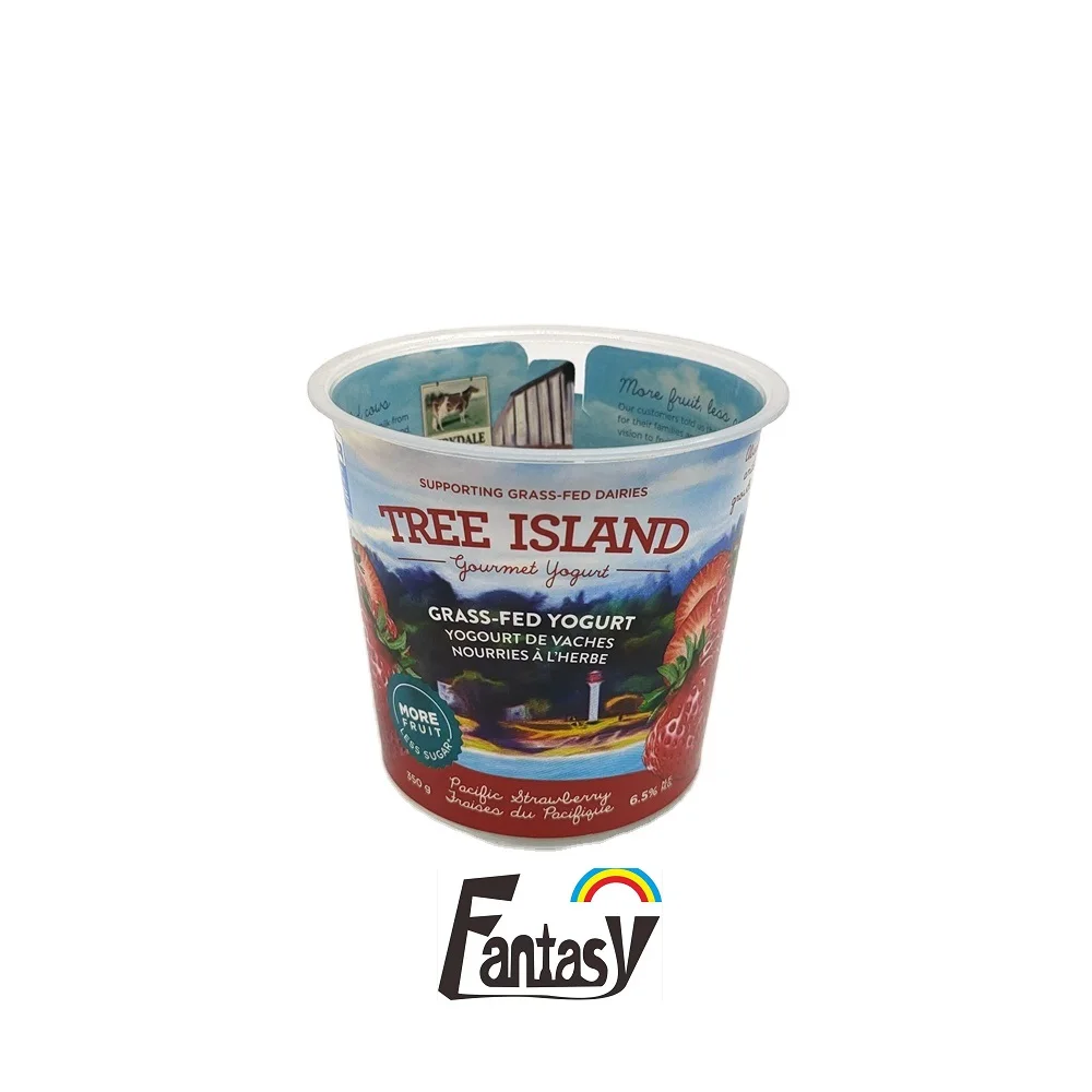 Custom Label High Quality Plastic Frozen Yogurt Cup Ice Cream Container with Plastic Spoon Lid