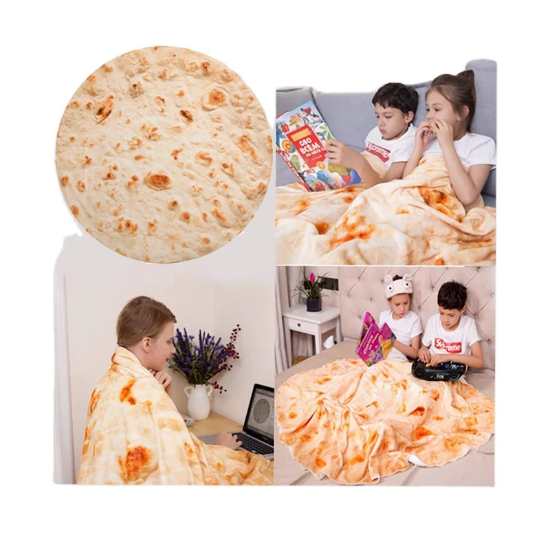 Amazon Лидер продаж супер мягкая флисовая круглая обертка Tortilla Pizza Burrito детские одеяла фланелевые