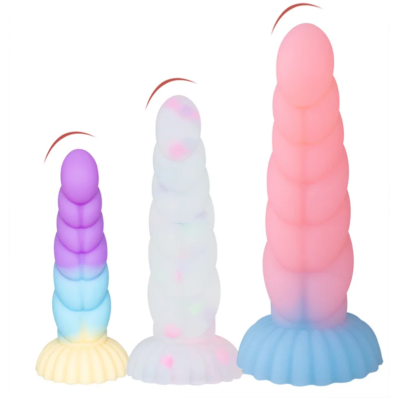 3 Sizes 3 color soft silicone jelly fluorescent luminous penis spiral anal plug sm backyard dildos para hombr adult sex toy