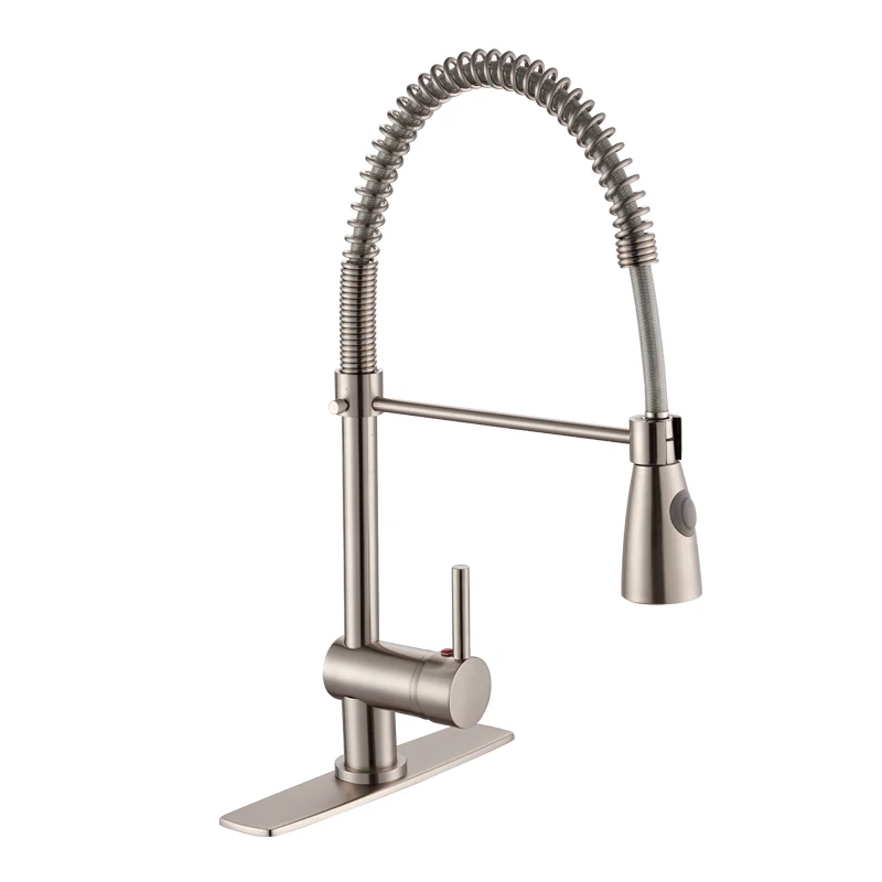 Chinese Manufacturer Supply Single Lever SS Spring Pull Out Pull Down Sink Kitchen Faucet Mixer