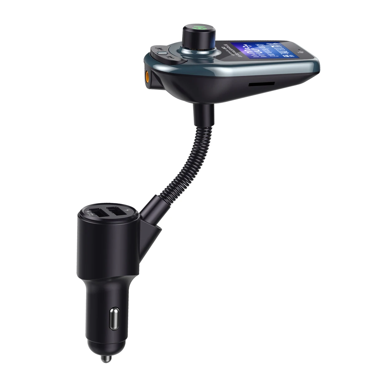  D4 Car Wireless FM Transmitter Handsfree MP3 Player with Dual USB 5V1A Charger for