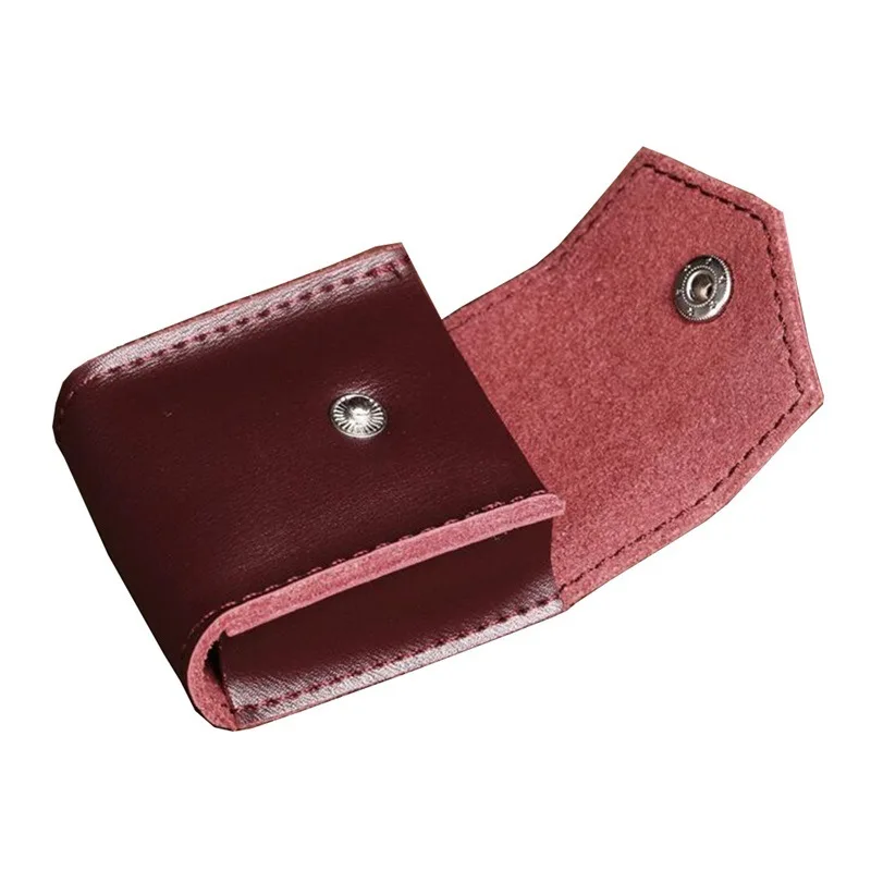 PU Small Earphone Storage Box Portable Faux Leather Keychain Holder, Data Cable Storage Carrying Case