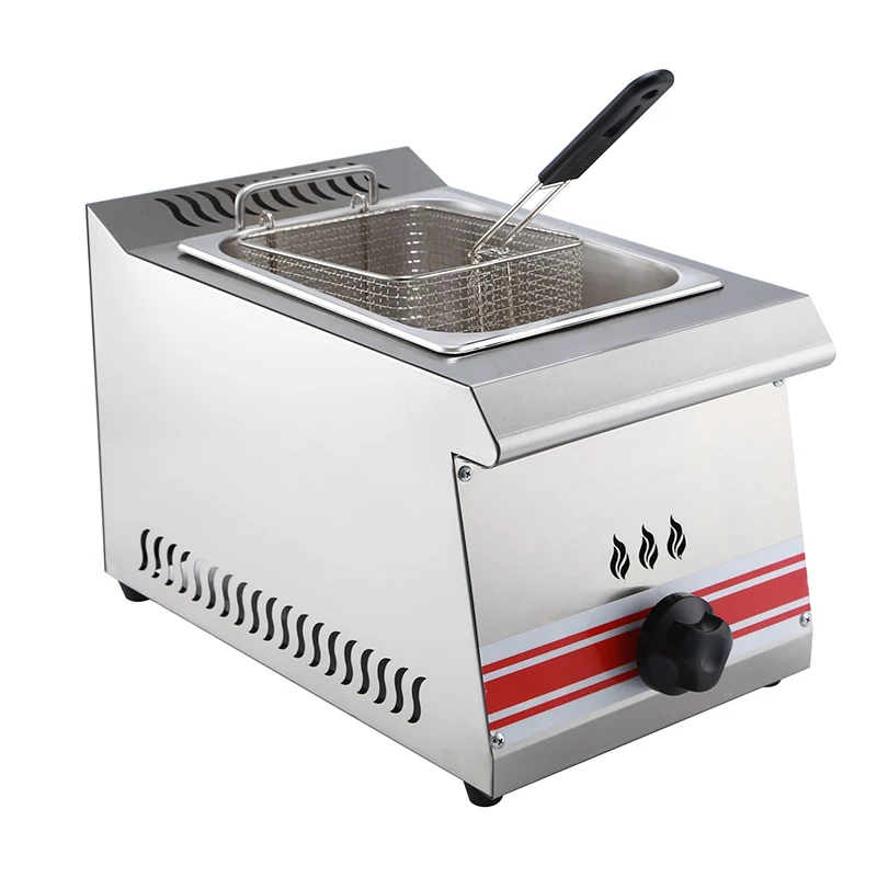Stainless Steel Gas Chips Deep Fryer for Restaurant KFC fast food shop with Temperature Thermostat and Gas Safety