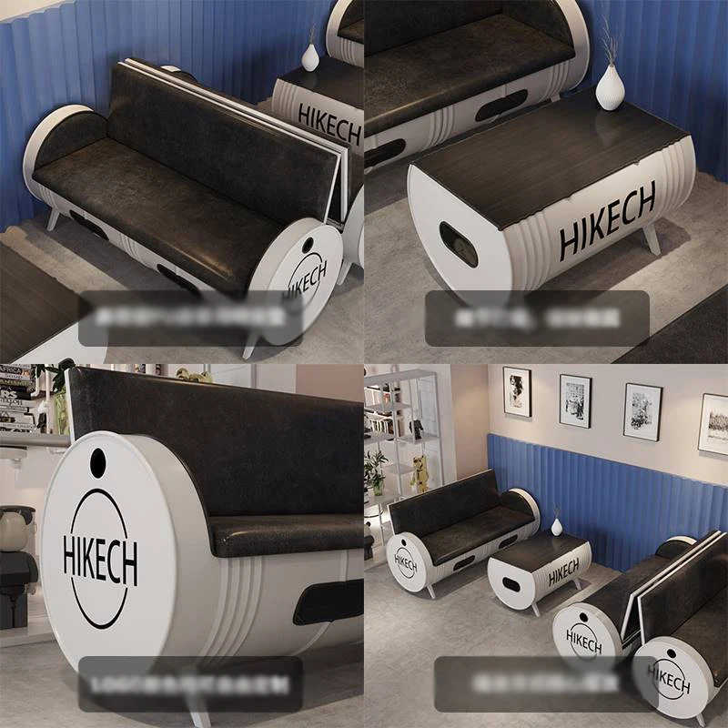 Creative Oil Drum Iron KTV Leisure Bar Set Card Seat Sofa and Chair Combination with Industrial Wind Customizable Bar Table
