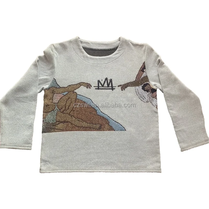 Hot sale custom  tapestry sweater jacquard  tapestry woven sweater customised tapestry sweater woven