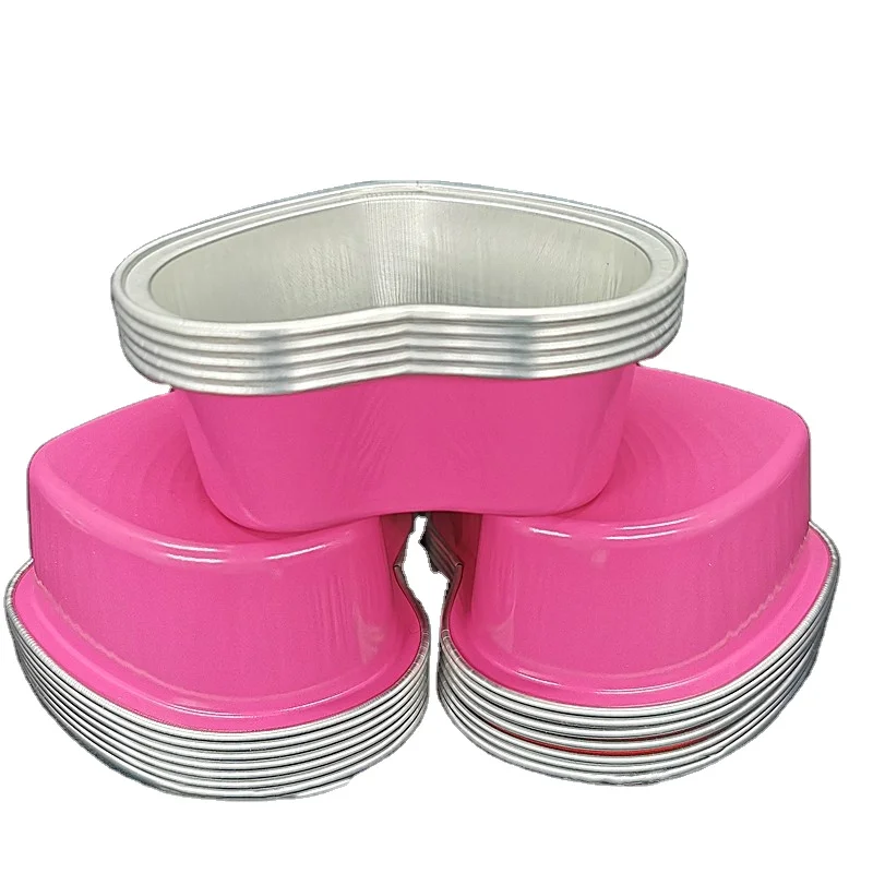 Food Grade Disposable Aluminum Foil Container Heart-shaped takeout Baked colorful meal box with lid
