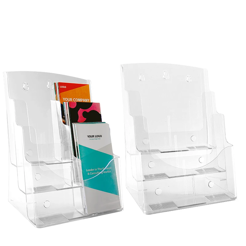Acrylic Brochure Holder 8.5 x 11 inch, 3Tier with Removable Divider for 4 x 9 inch Flyer, Pamphlet Display Stand, Flyer Holder