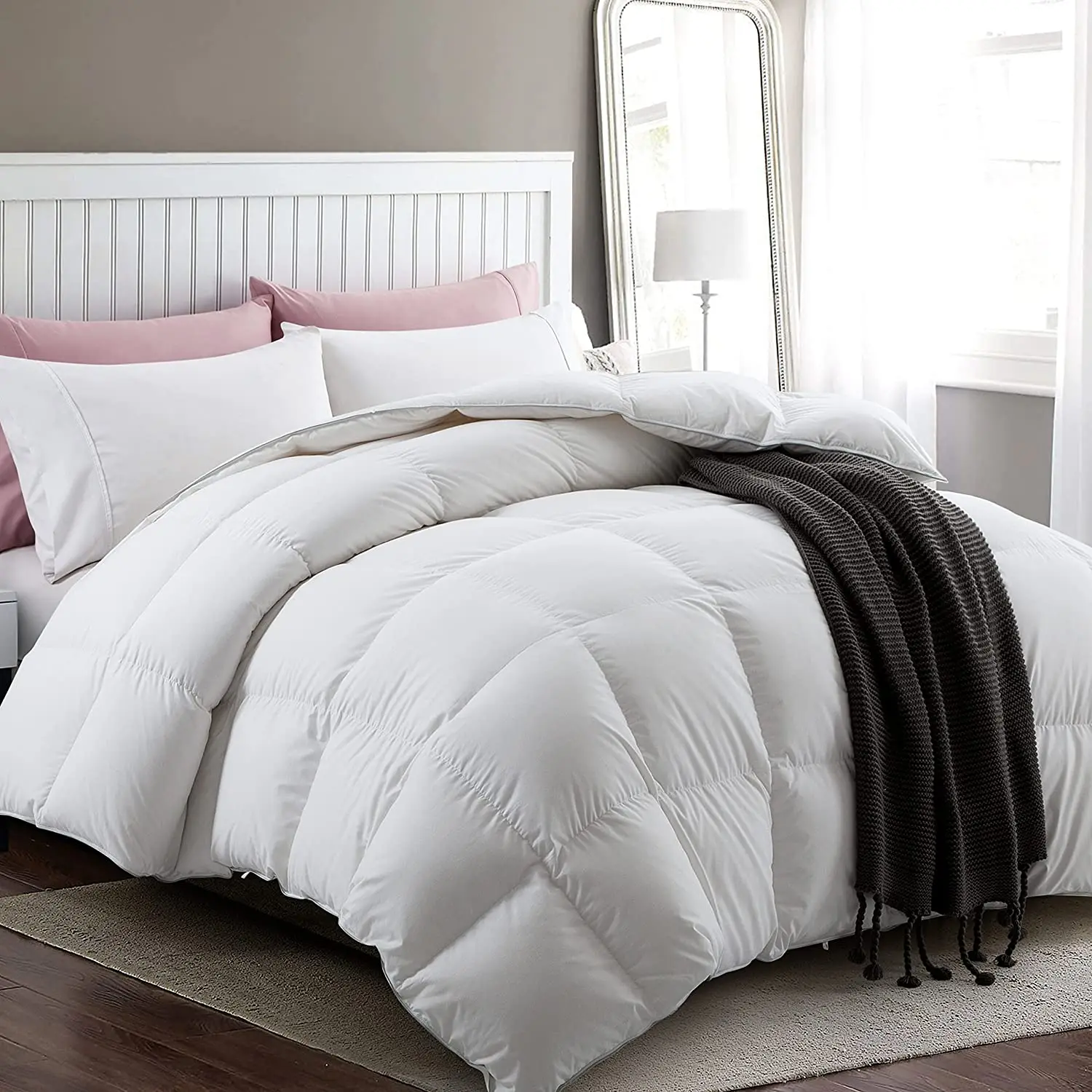 100% cotton square quilting comforter natural down feather insert duvet for home